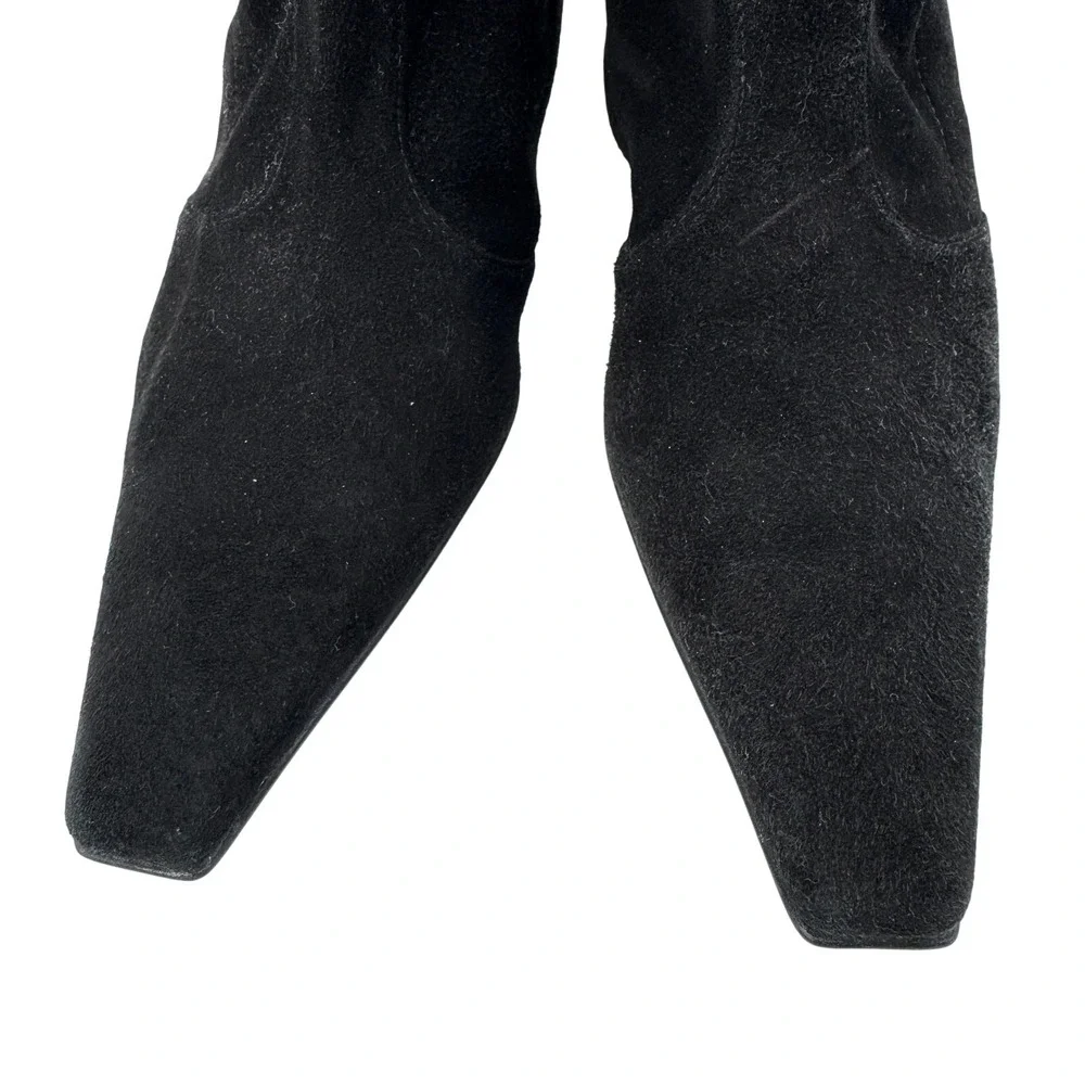 Stuart Weitzman Boot Mid-Calf Fabric Heeled Sock Women's Black Size 7